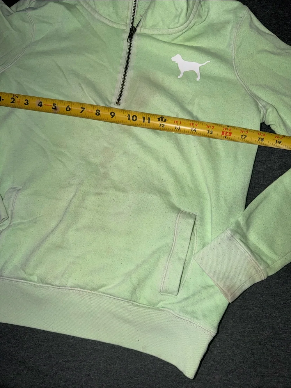 Pink Victoria Secret Light Green Half-Zip Pullover Sweater with Dog Logo
